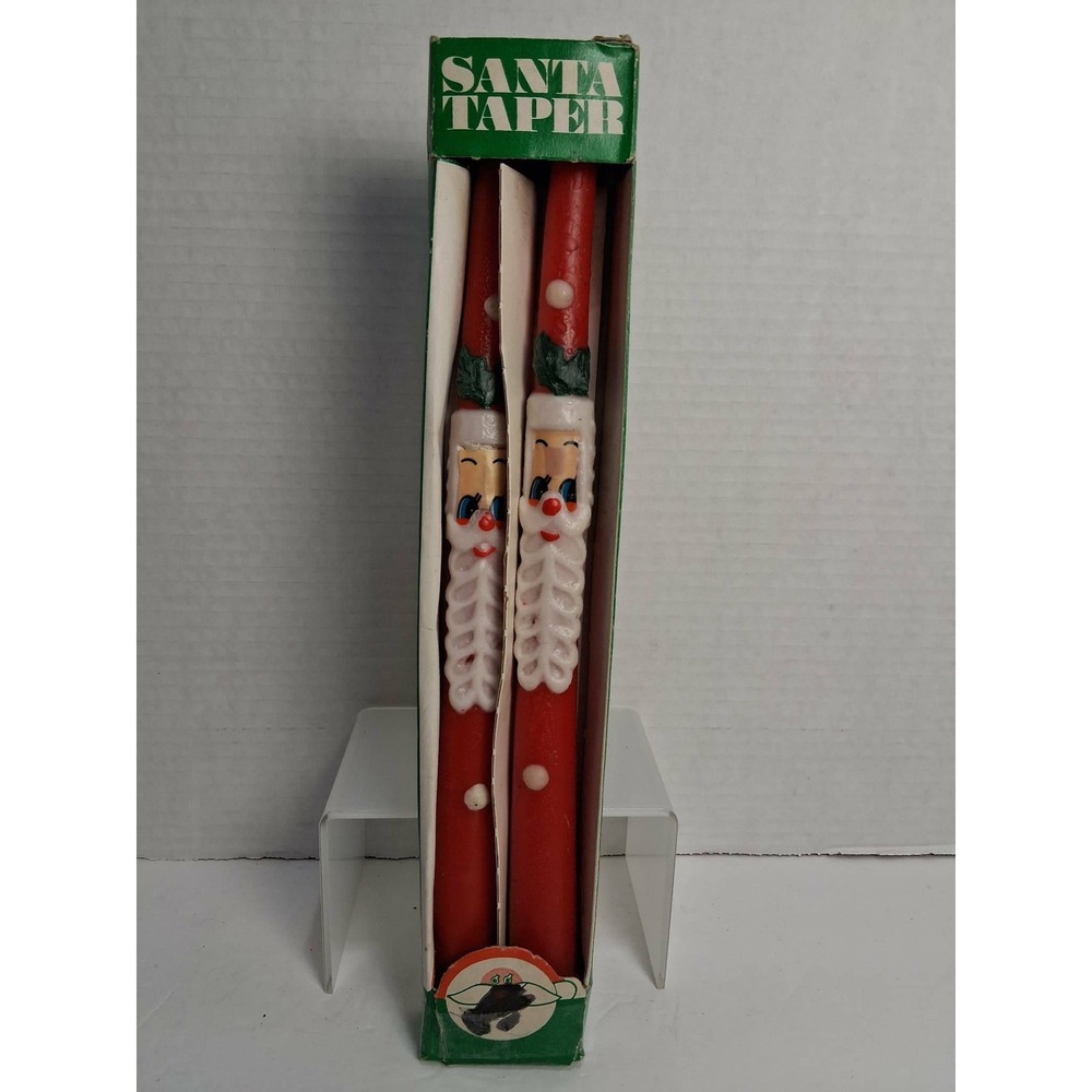 Santa Taper Candles Pair Red Christmas Holiday Decor Robert Alan Candle 12 in